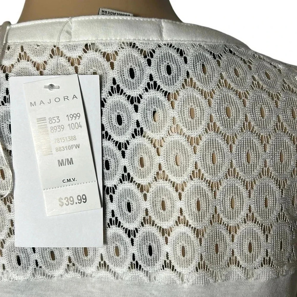 NWT sheer ,lace , 100 Cotton,t shirt material ,blouse Tie roll cuff,cottagecore - Picture 8 of 11